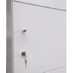 1 High x 5 wide locker Bank additional row on top - white keyed locks